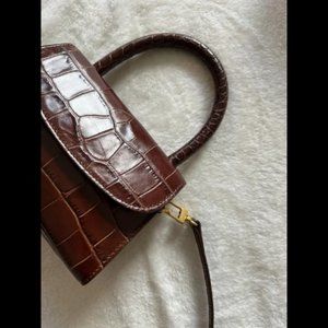 By Far Mini Croc-Embossed Leather Tote